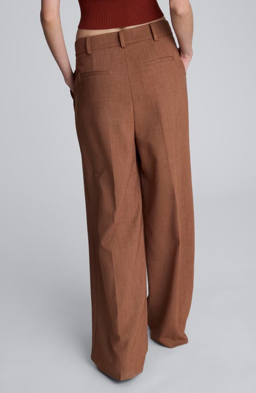 Kenneth Cole Double Pleat High Waist Wide Leg Pants In Brown