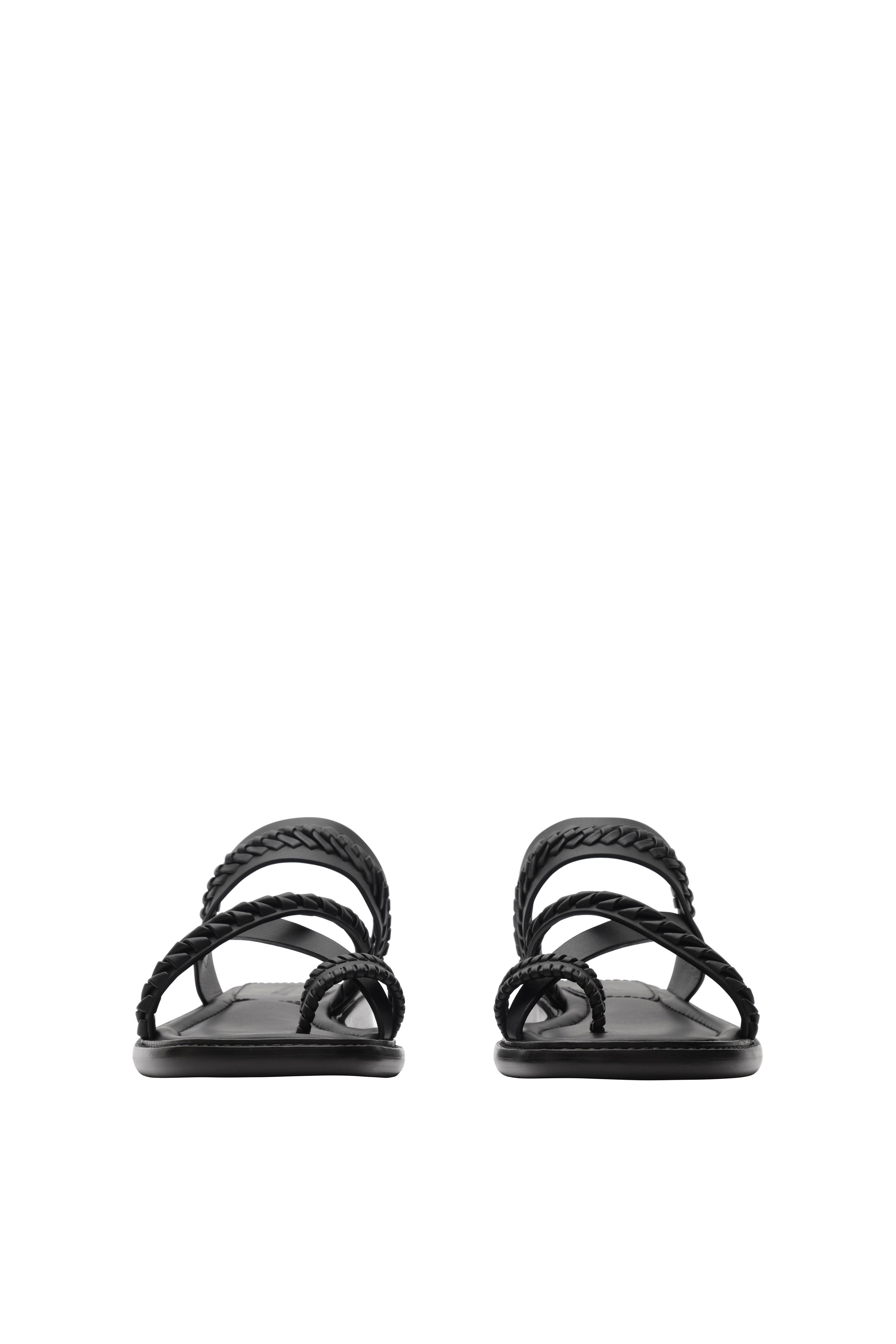 Burberry Leather Baez Sandals, Alternate, color, Black