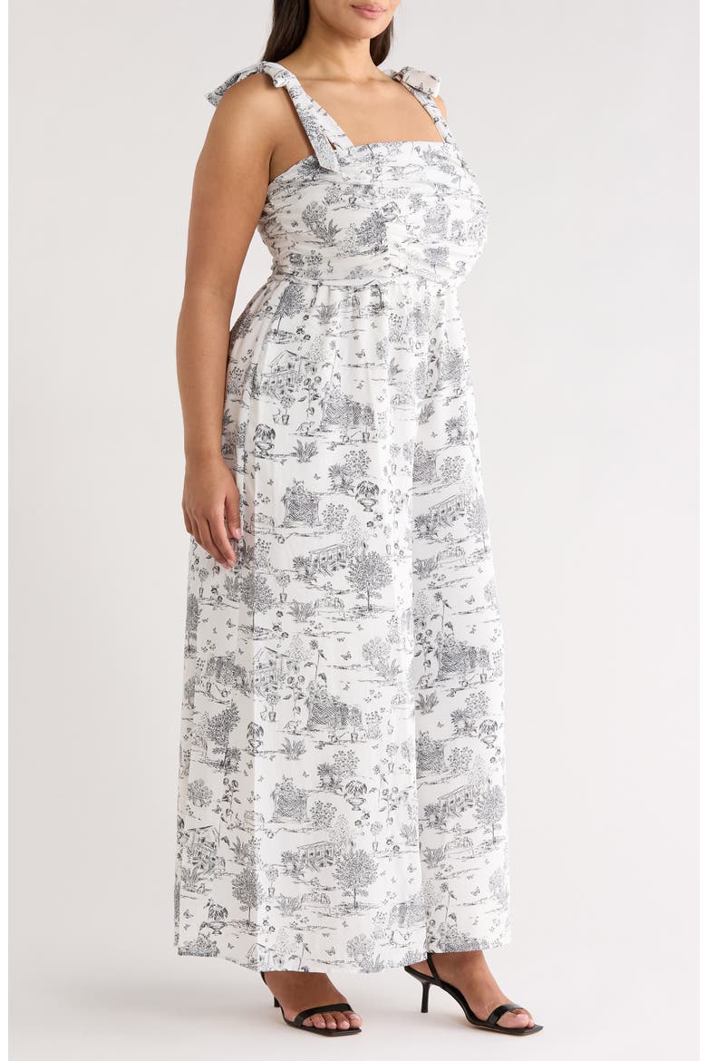 Renzo Toile Tie Strap Jumpsuit, Alternate, color, GREY-BLACK