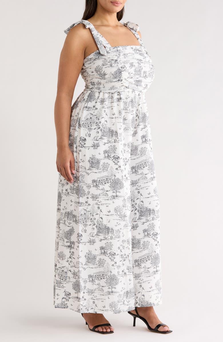 SUGARLIPS Renzo Toile Tie Strap Jumpsuit, Alternate, color, Grey-Black