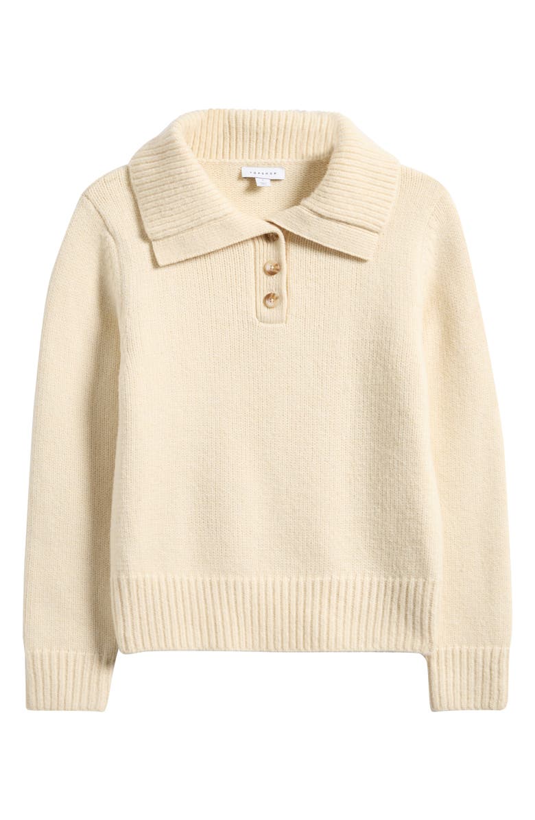 Topshop Compact Heavyweight Polo Sweater, Alternate, color, Ivory