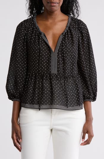 Polka Dot Tie Neck Top