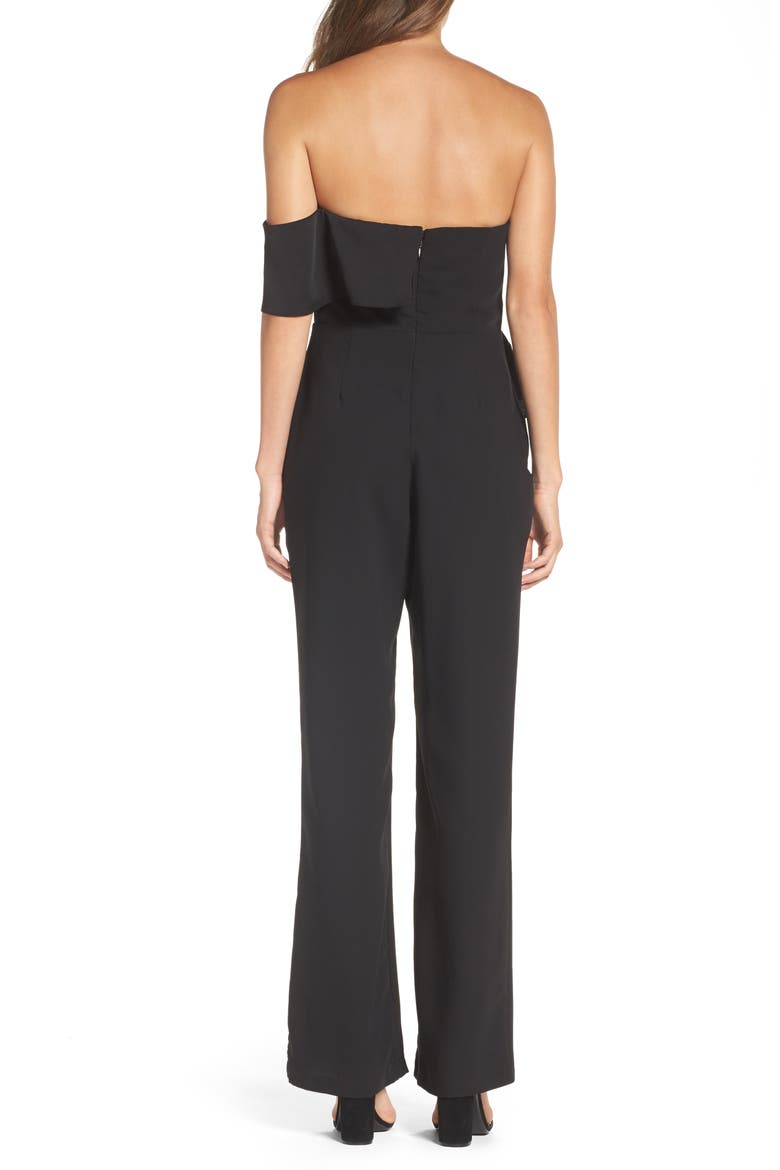Amelia Strapless Jumpsuit, Alternate, color, BLACK