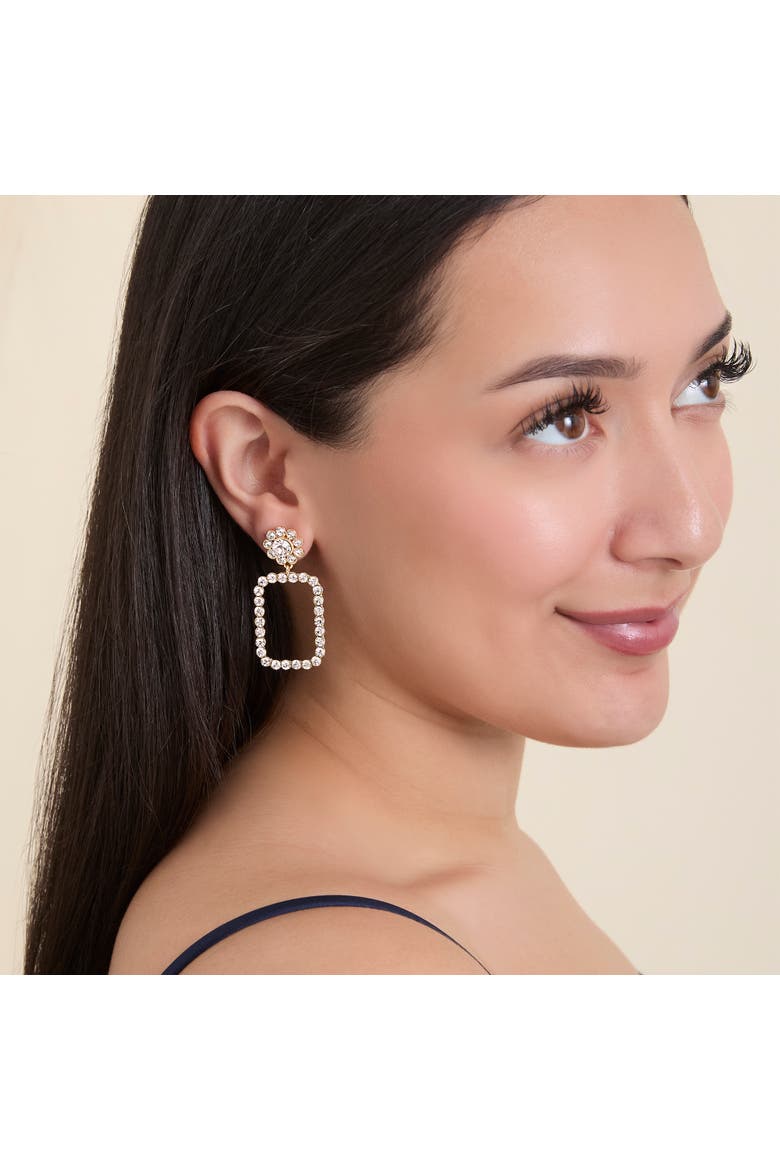 JS Jessica Simpson Gold-Tone Pave Rectangle Drop Earrings, Alternate, color, Gold