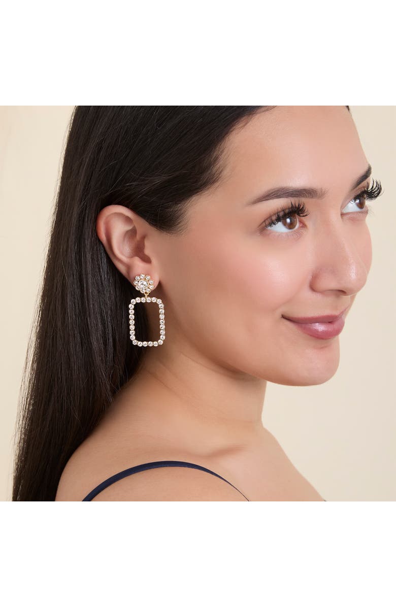 Jessica Simpson Gold-Tone Pave Rectangle Drop Earrings, Alternate, color, Gold