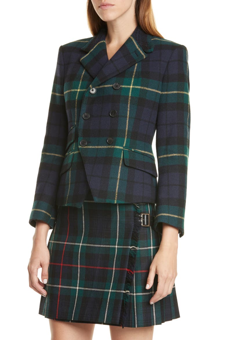 Kirra Tartan Wool Blend Blazer, Alternate, color, BLUE PLAID