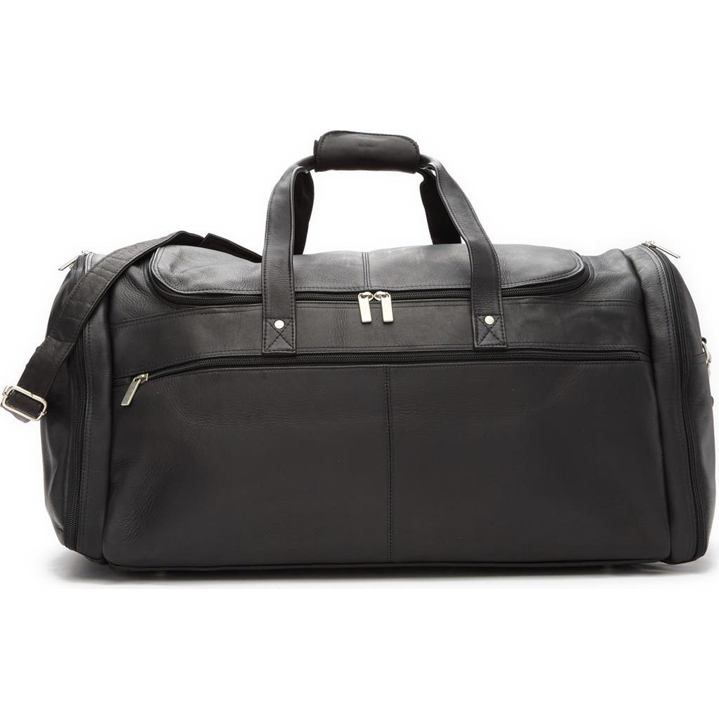 DAVID KING AND CO Extra Large Multi Pocket Leather Duffle Bag in Black at Nordstrom Rack