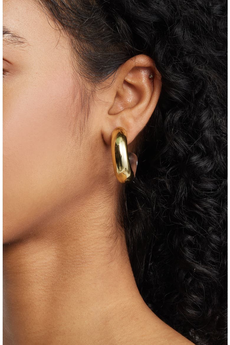Metal & Resin Hoop Earrings, Alternate, color, CLEAR- GOLD