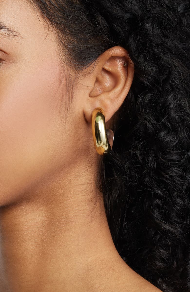 Open Edit Metal & Resin Hoop Earrings, Alternate, color, Clear- Gold