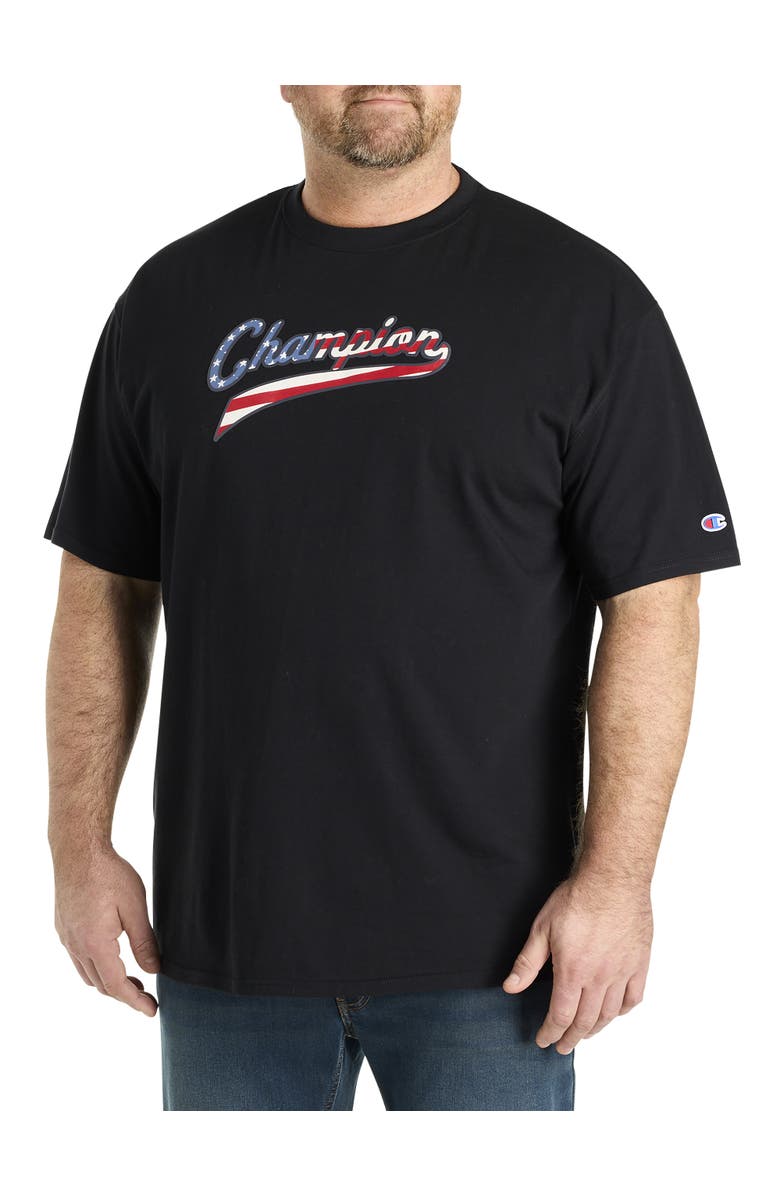 Champion Big & Tall Americana Script T-Shirt, Main, color, Black