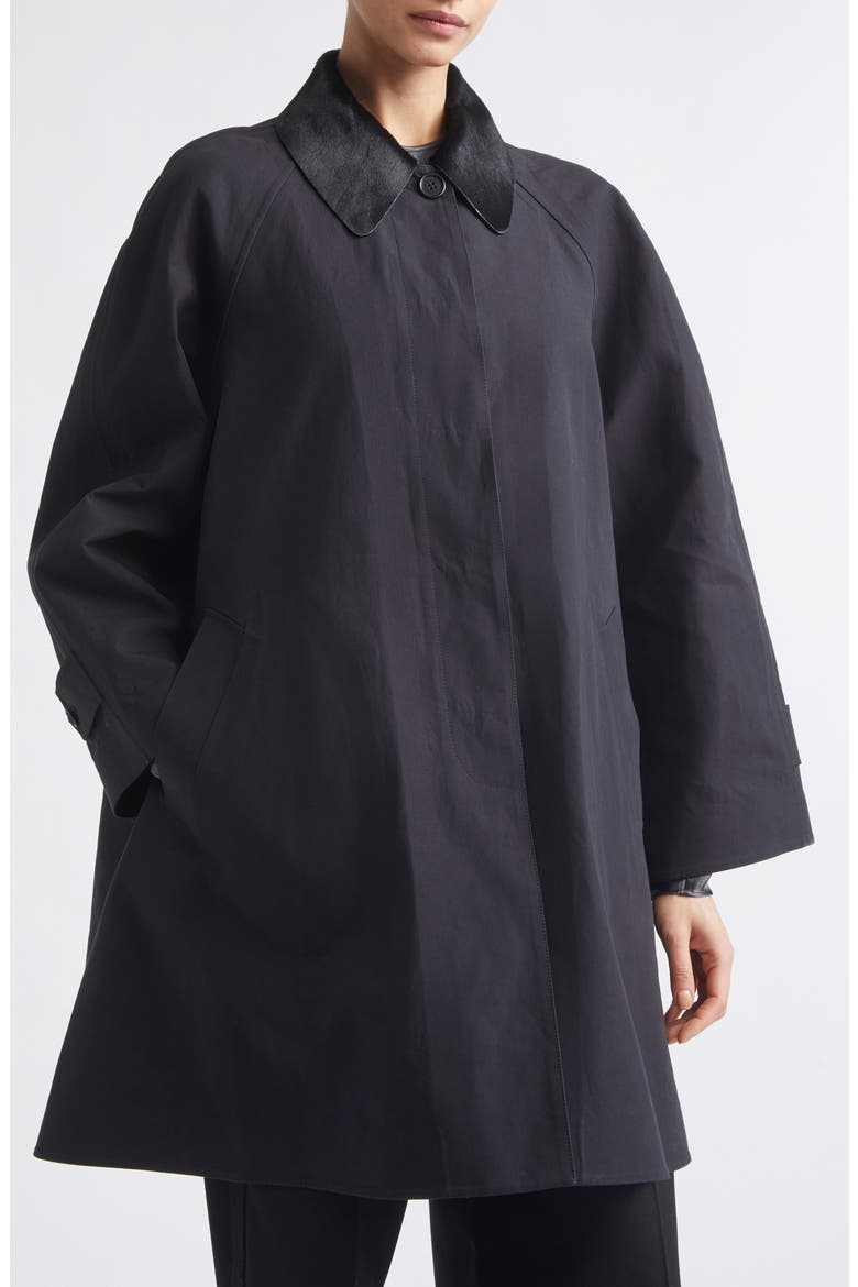 Agnes Linen & Cotton Car Coat, Alternate, color, BLACK