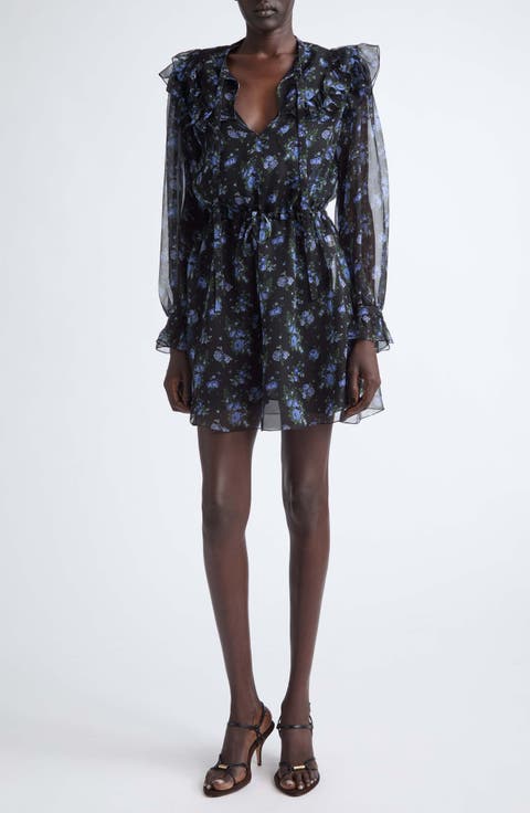 Floral Silk Mousseline Minidress