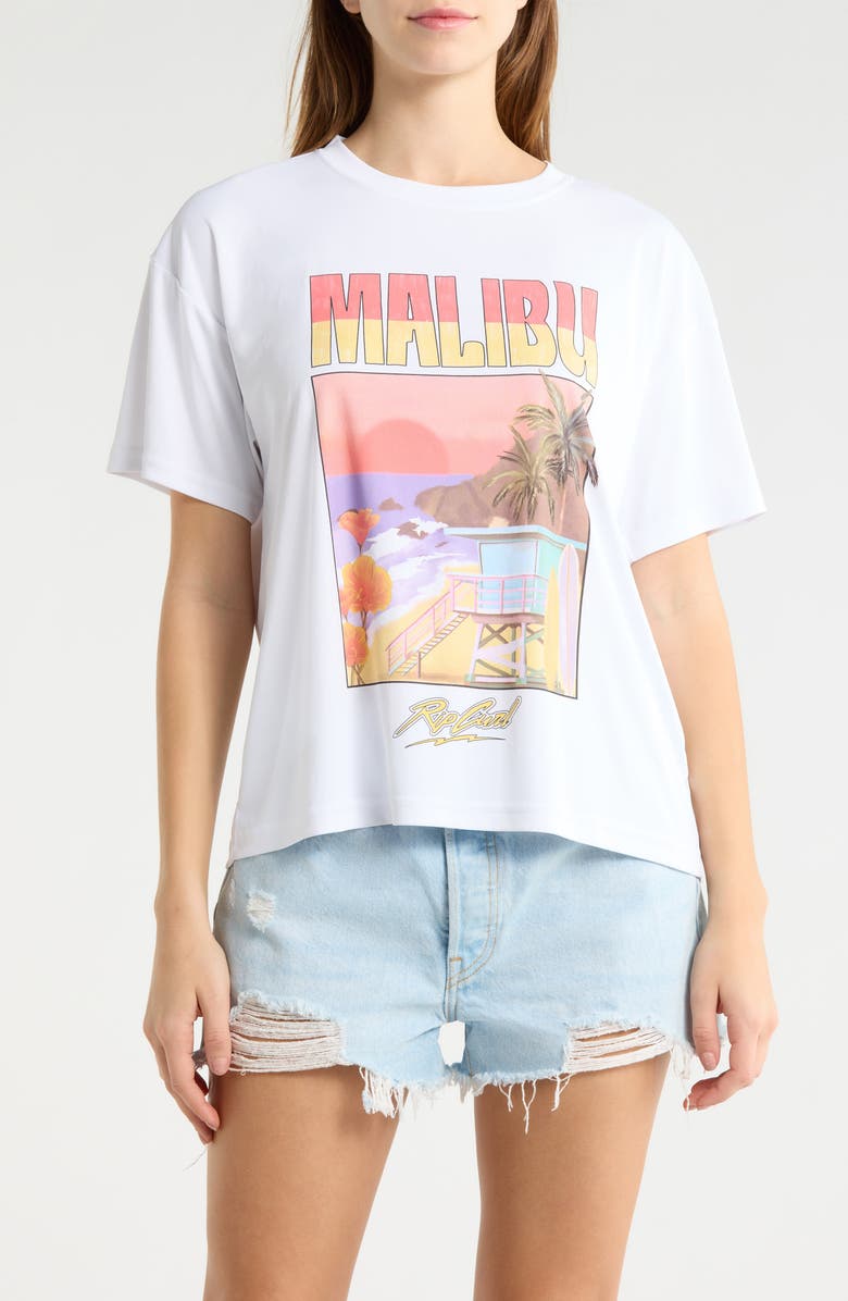 Rip Curl Hotel Malibu Graphic Rash Guard T-Shirt, Main, color, White