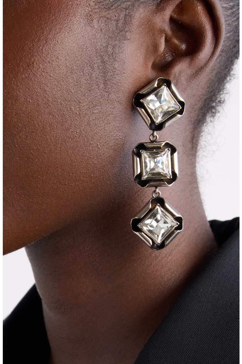 Deconstructed Crystal Drop earrings, Alternate, color, ANTIC SILVERY