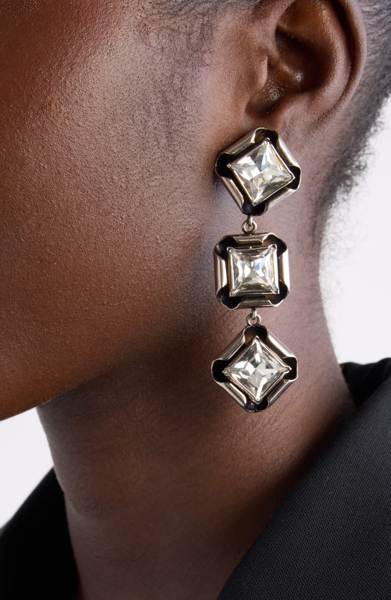Givenchy Deconstructed Crystal Drop earrings, Alternate, color, Antic Silvery