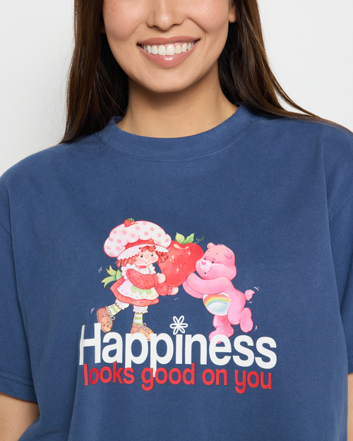 Samii Ryan Happiness Looks Good Oversized Tee In Blue
