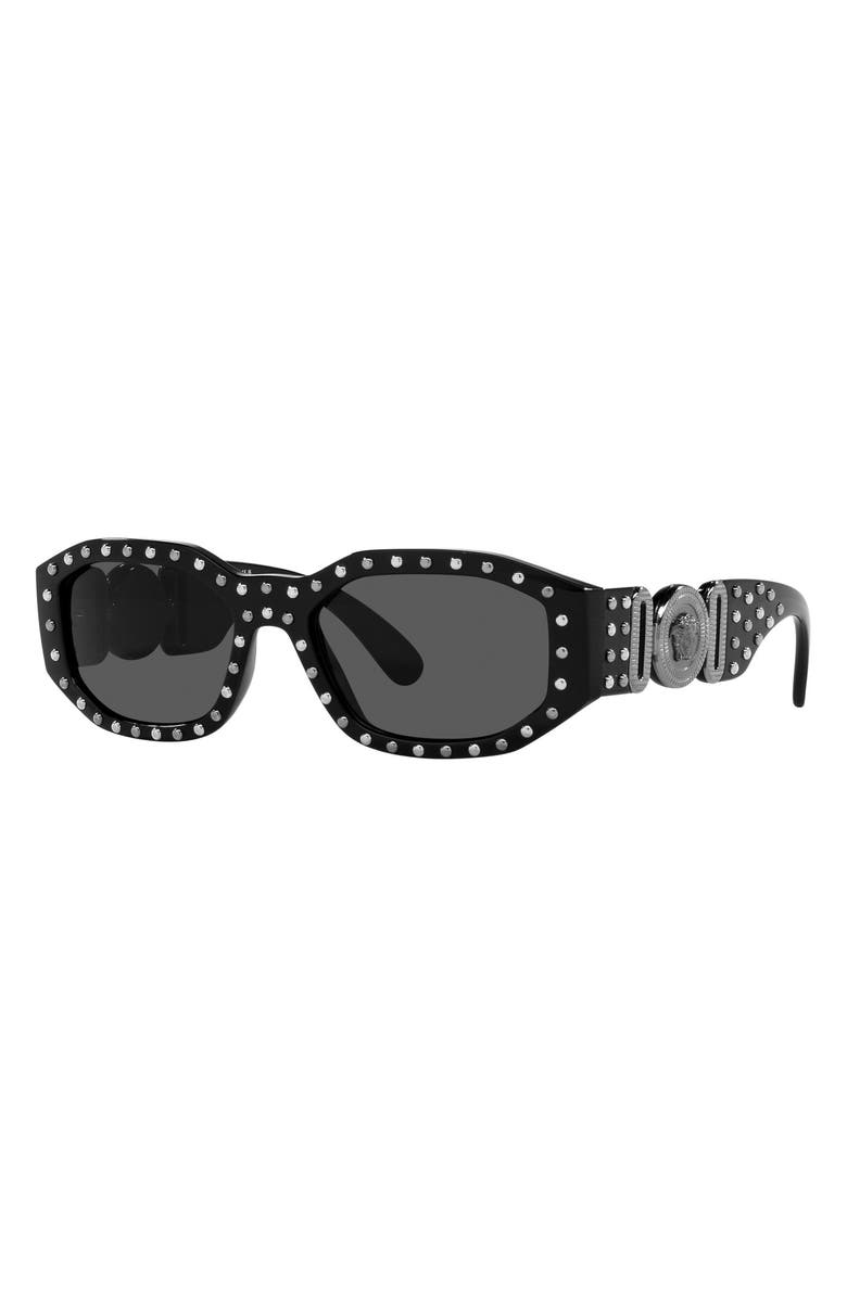Versace Biggie 53mm Round Sunglasses, Alternate, color, Crystal Grey