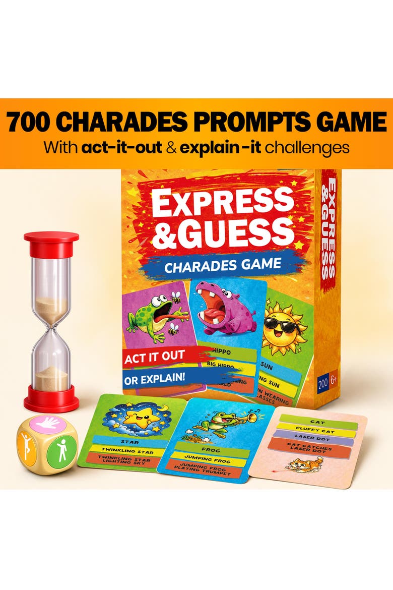 Kids Charades Card Game & Family Party Game for Ages 6+, Alternate, color, Express & Guess