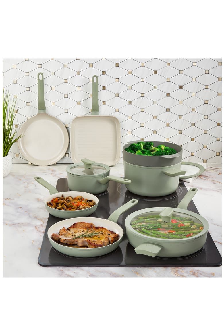 The Leo 11-Piece Cookware Set, Alternate, color, SAGE