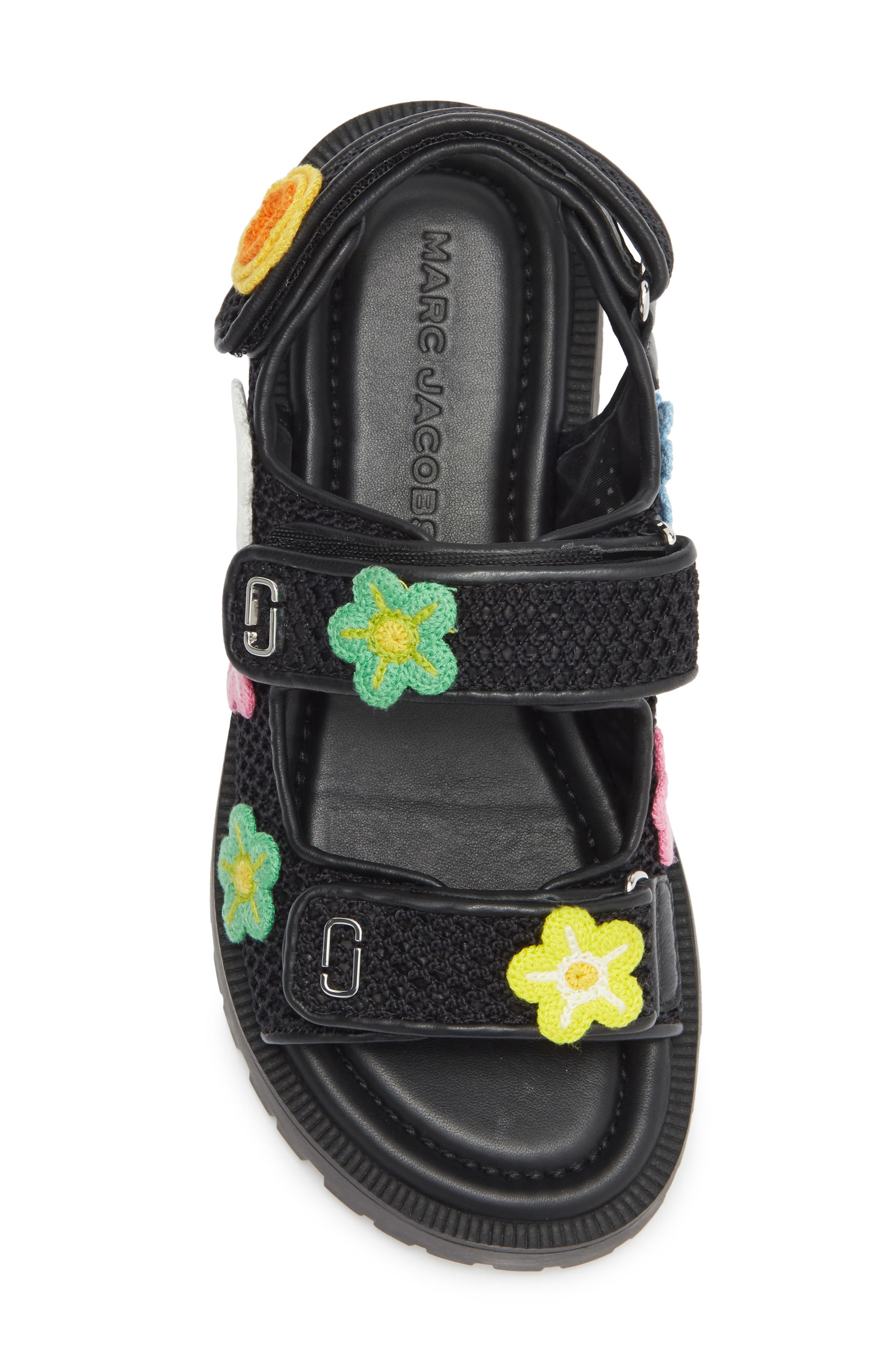 Marc Jacobs Crocheted Daisy Platform Sandal, Alternate, color, Black Multi