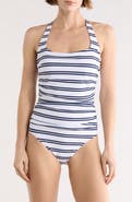 Nautica Stripe Shirred One-Piece Swimsuit
