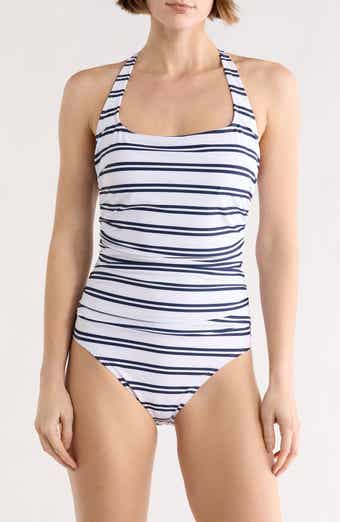 Nautica Stripe Shirred One-Piece Swimsuit