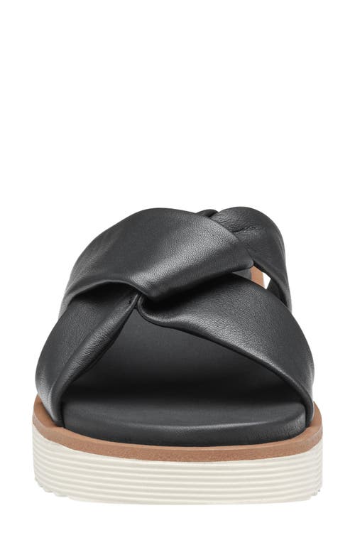 Johnston & Murphy Mitzi Knot Platform Wedge Slide Sandal In Black Glove Leather