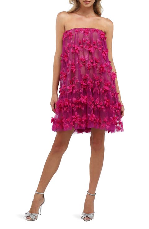 Bianca Floral Appliqué Strapless Dress