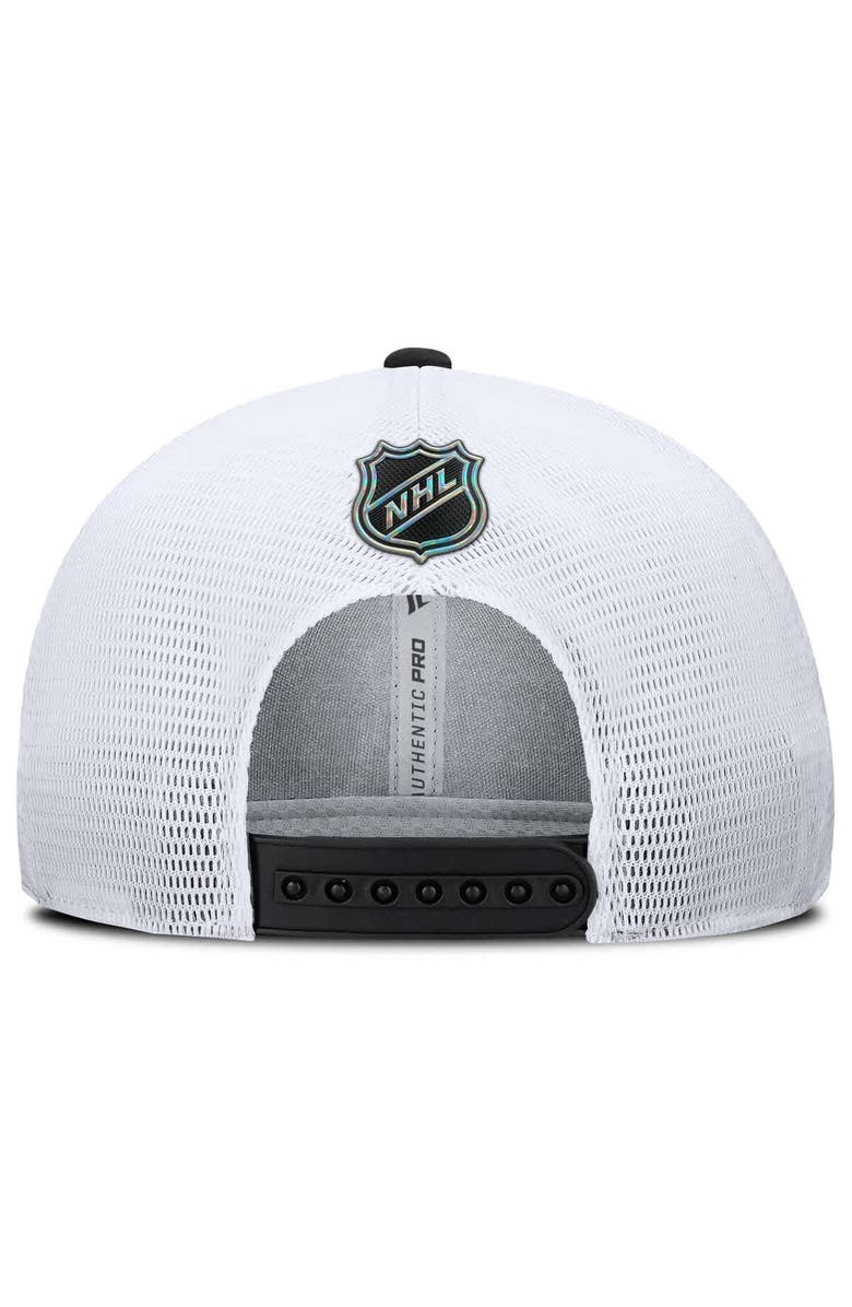 FANATICS Men's Fanatics Black/White Boston Bruins Authentic Pro Rink Lockup Adjustable Trucker Hat, Alternate, color, Black
