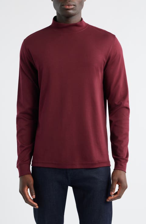 Pima Cotton Interlock Mock Neck Top