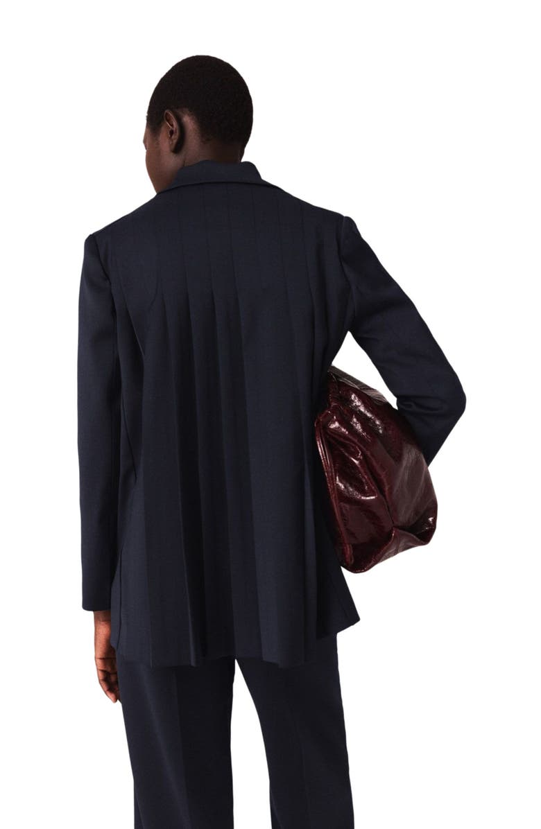 maje Suit jacket with pleated back, Alternate, color, Navy