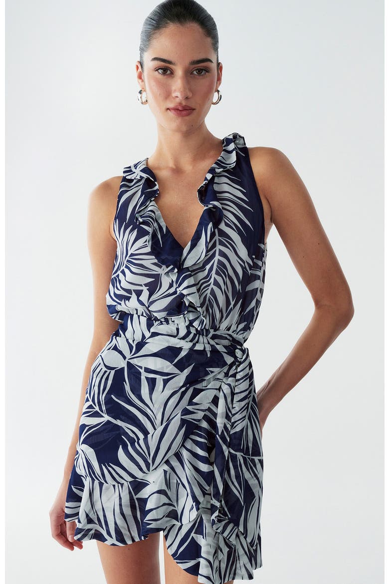 Oak Mini Dress, Alternate, color, Navy Palms