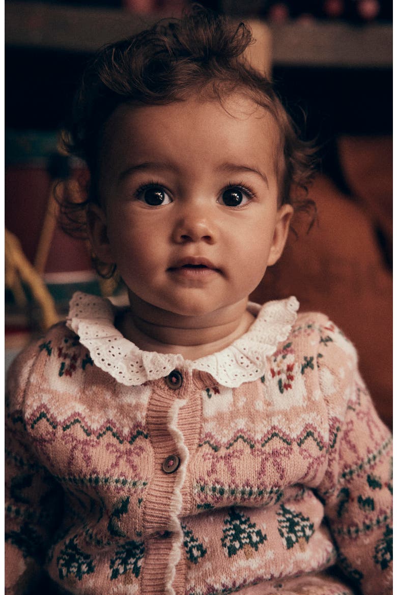 Kids' Fair Isle Cardigan, Alternate, color, VINTAGE PINK FESTIVE FAIR ISLE