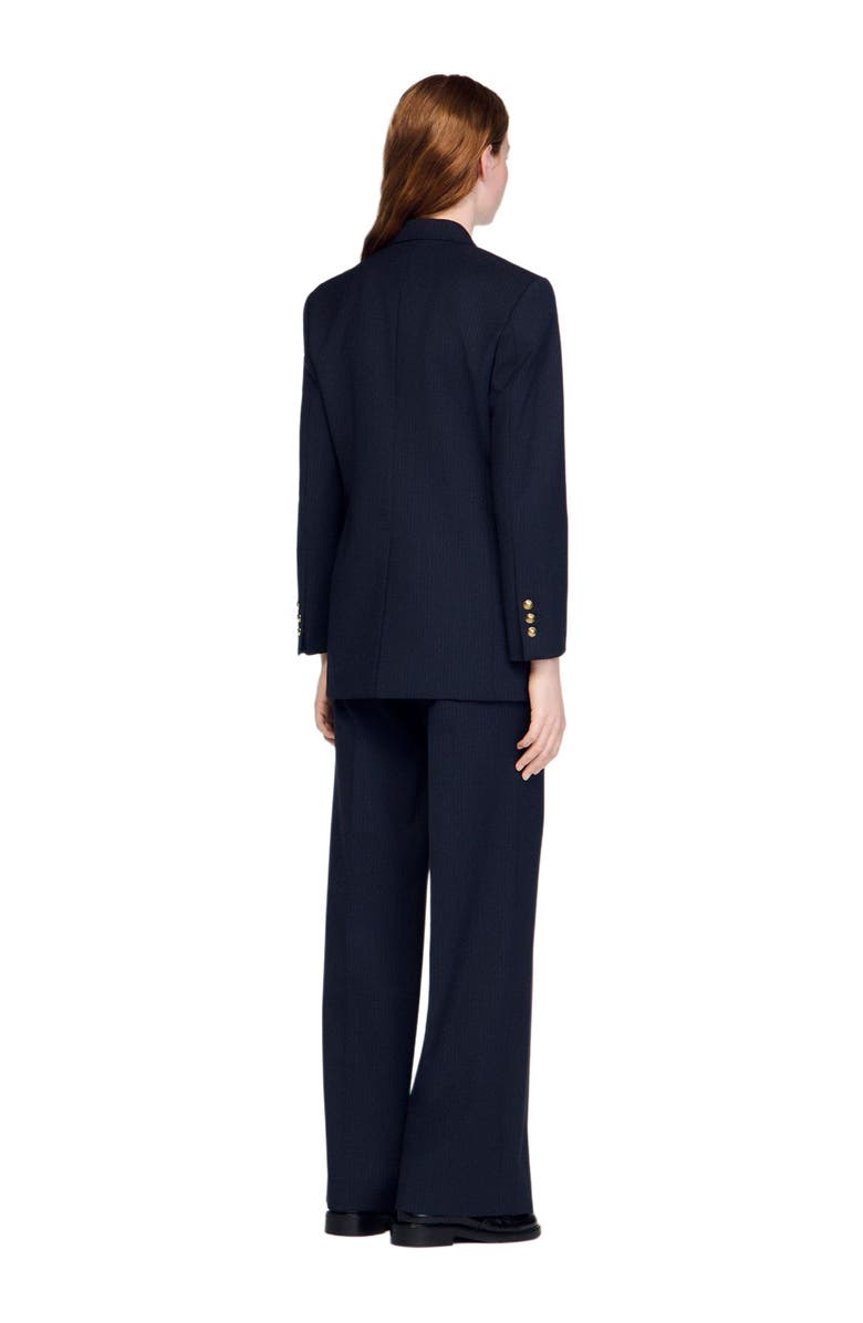 SANDRO Pinstripe jacket, Alternate, color, Navy Blue