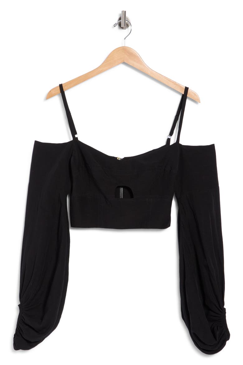 Ashton Off-the-Shoulder Crop Top, Main, color, BLACK