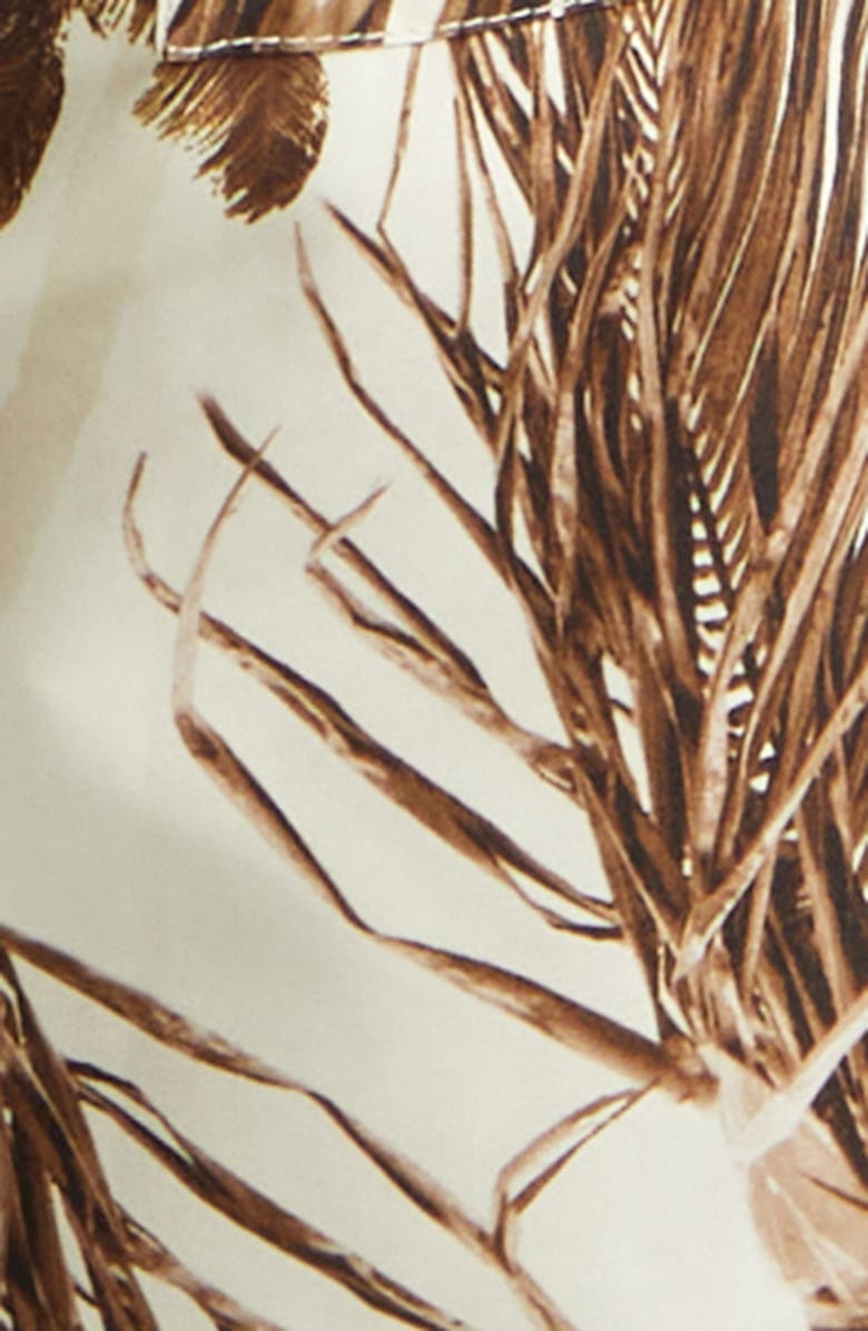 Moncler Palm Print Swim Trunks, Alternate, color, Beige