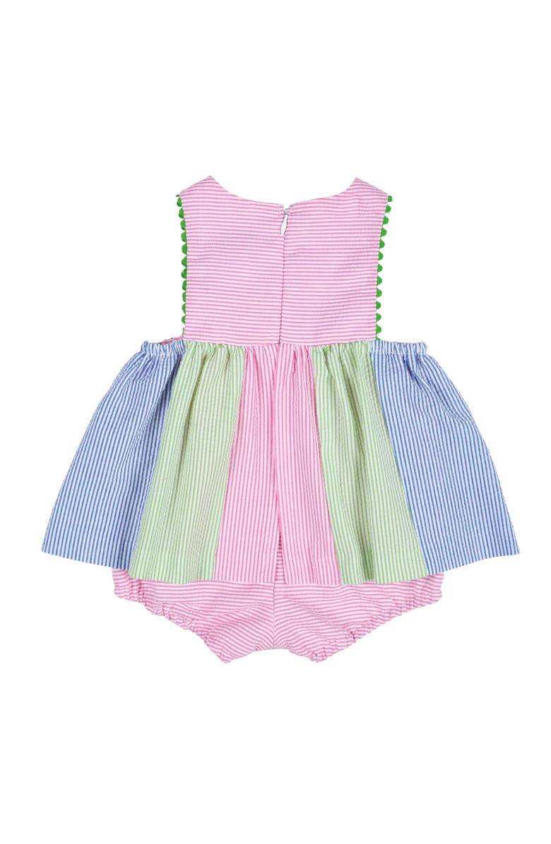 Florence Eiseman Seersucker Romper With Flowers, Alternate, color, Multicolor