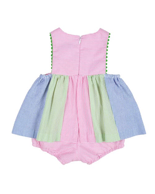 Florence Eiseman Seersucker Romper With Flowers In Multicolor