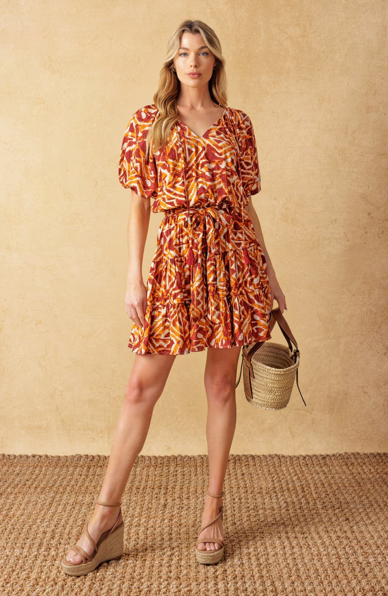 FLYING TOMATO Printed Tiered Dress, Alternate, color, 