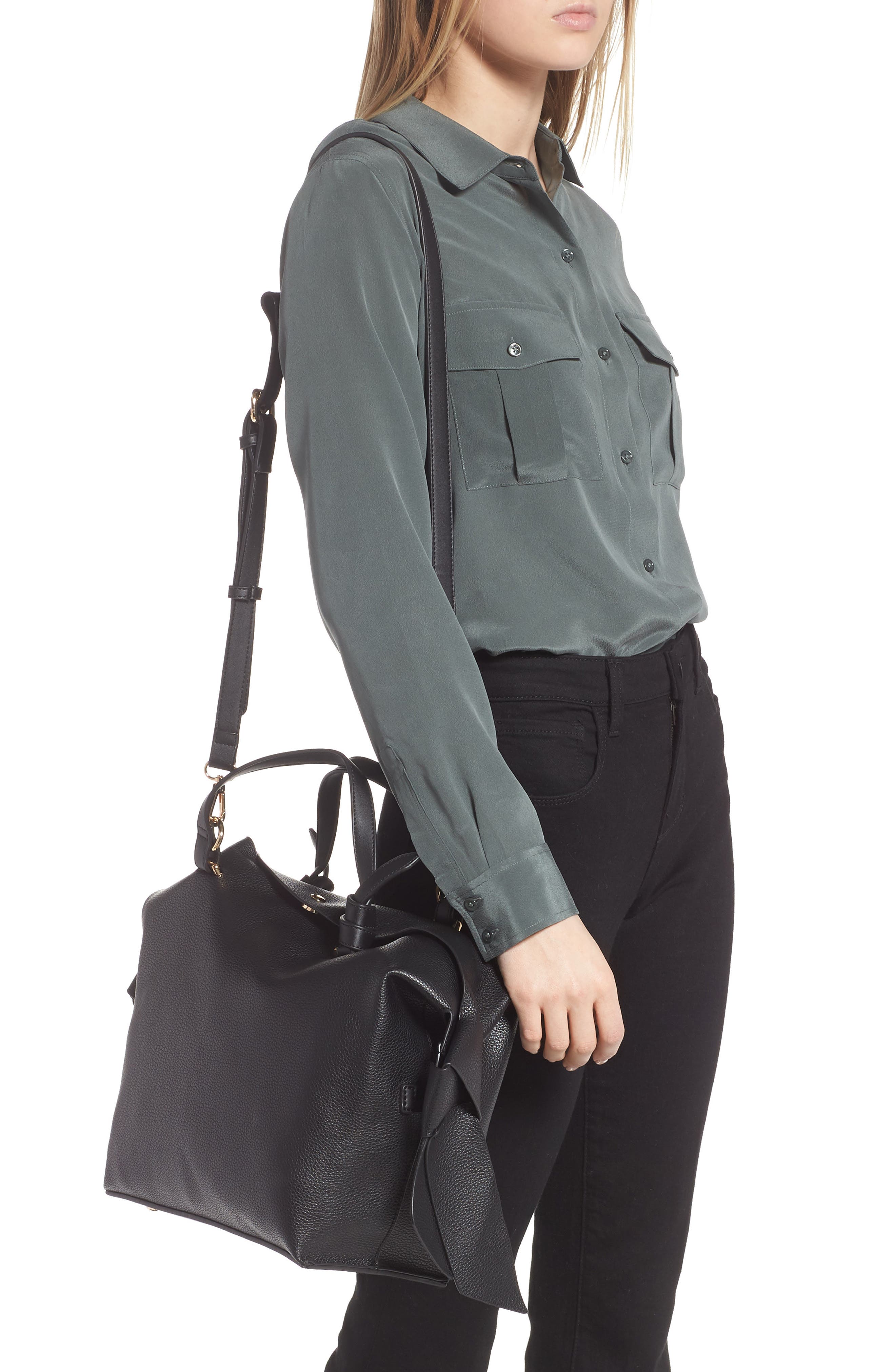 Sondra Roberts Faux Leather Satchel, Alternate, color, 