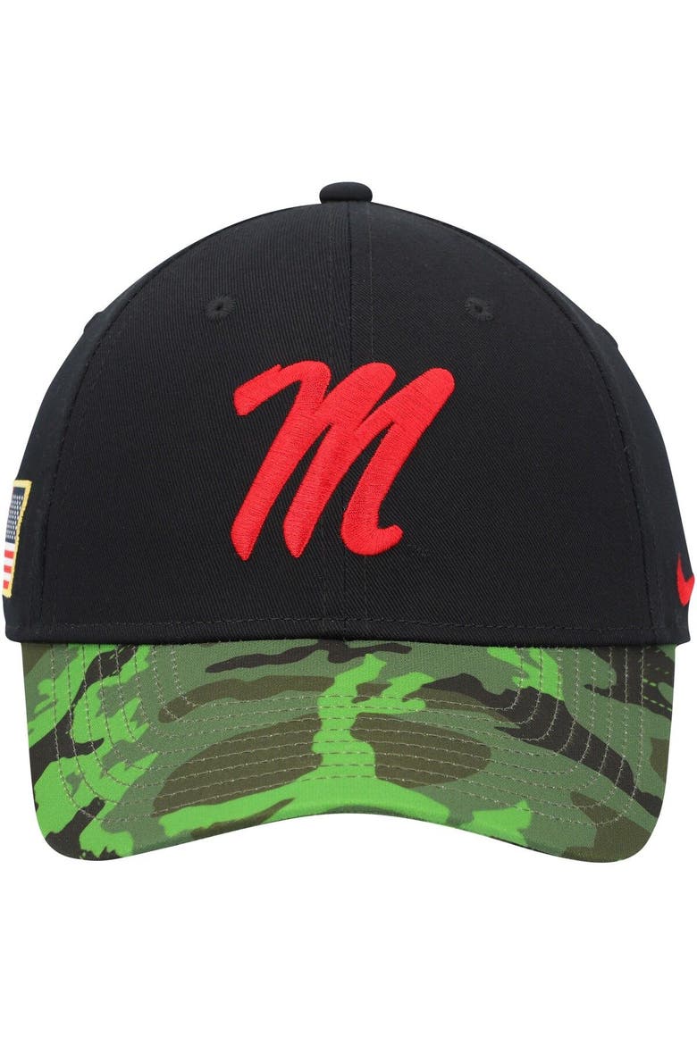Men's Nike Black/Camo Ole Miss Rebels Veterans Day 2Tone Legacy91 Adjustable Hat, Alternate, color, Black