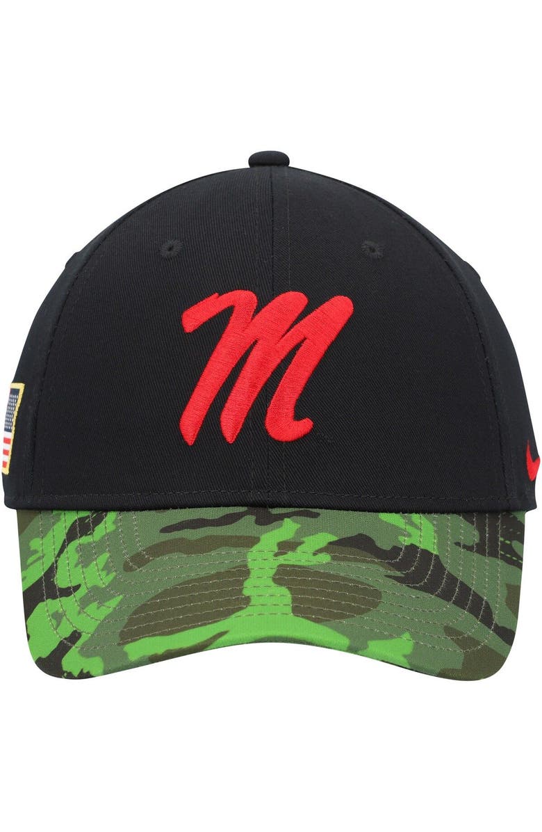 Nike Men's Nike Black/Camo Ole Miss Rebels Veterans Day 2Tone Legacy91 Adjustable Hat, Alternate, color, Black