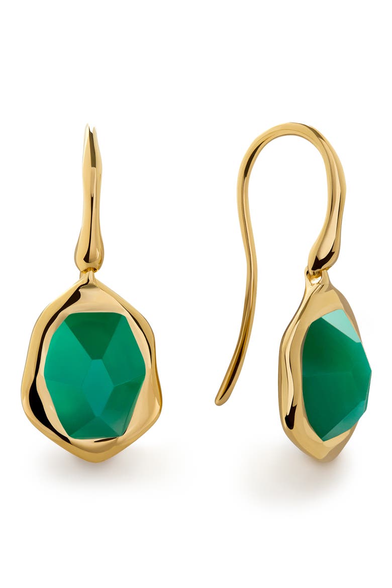 Odyssey Drop Earrings, Main, color, 18CT GOLD VERMEIL / GREEN ONYX