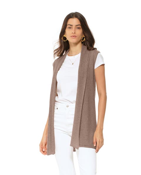 Pure Cashmere Sleeveless Long Open Front Cardigan