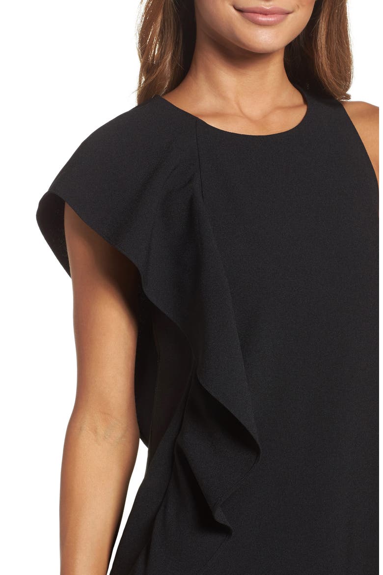 Asymmetrical Ruffle Shift Dress, Alternate, color, BLACK