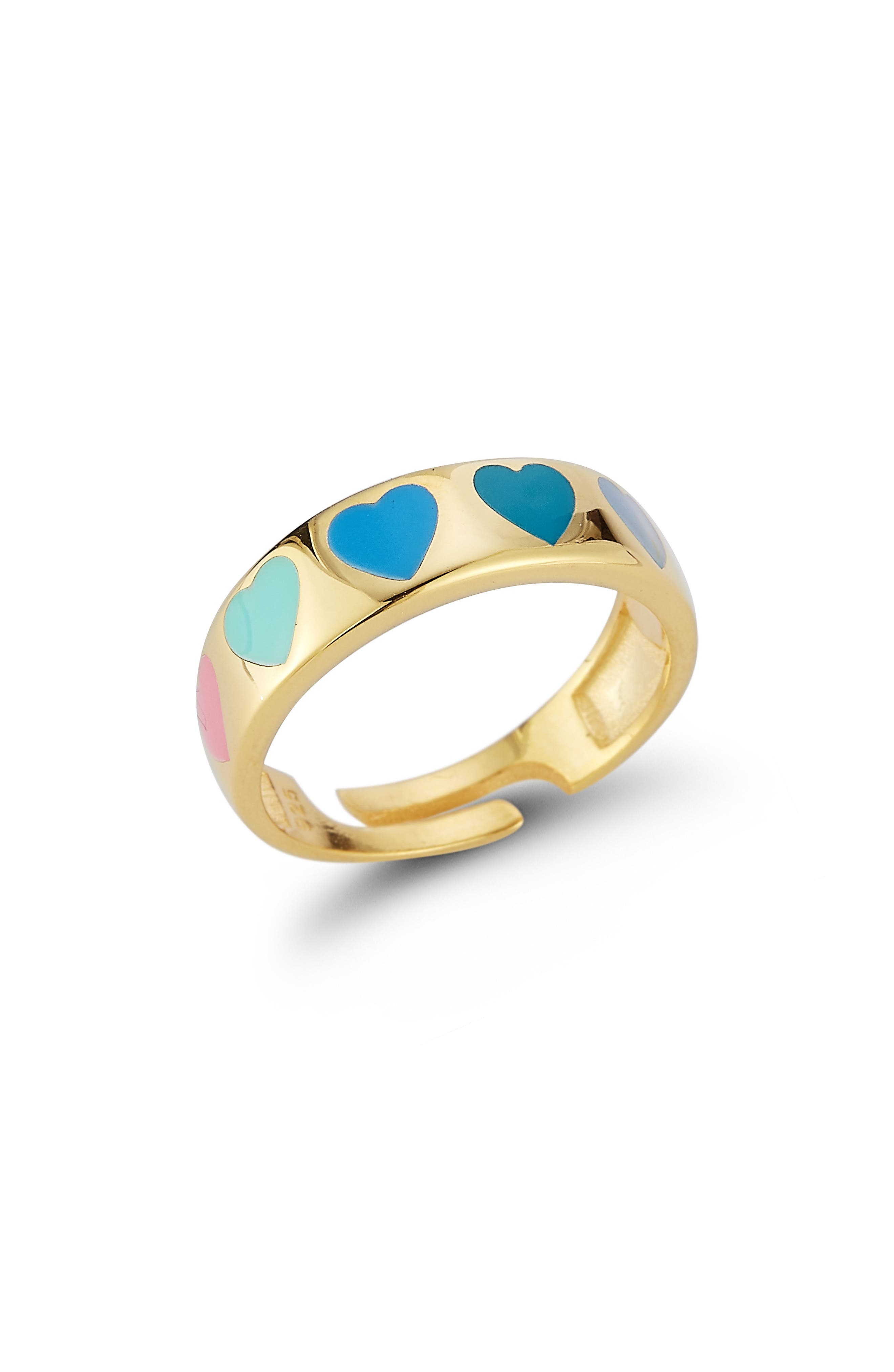 14k Gold Plate Enamel Heart Ring
