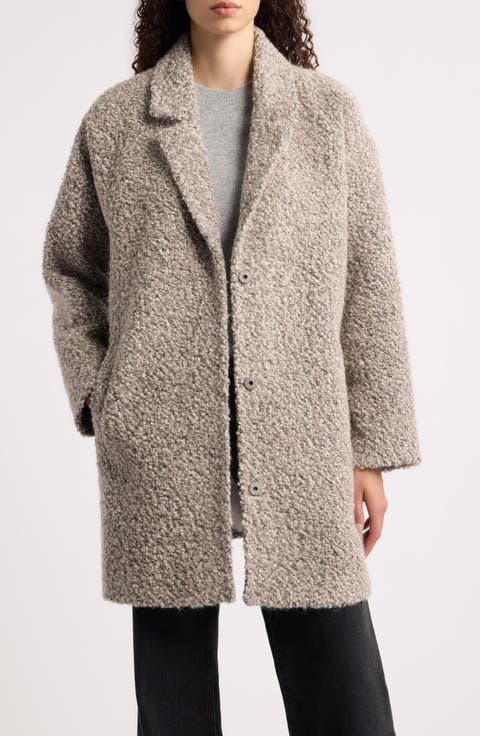 Alpaca & Wool Blend Faux Shearling Coat