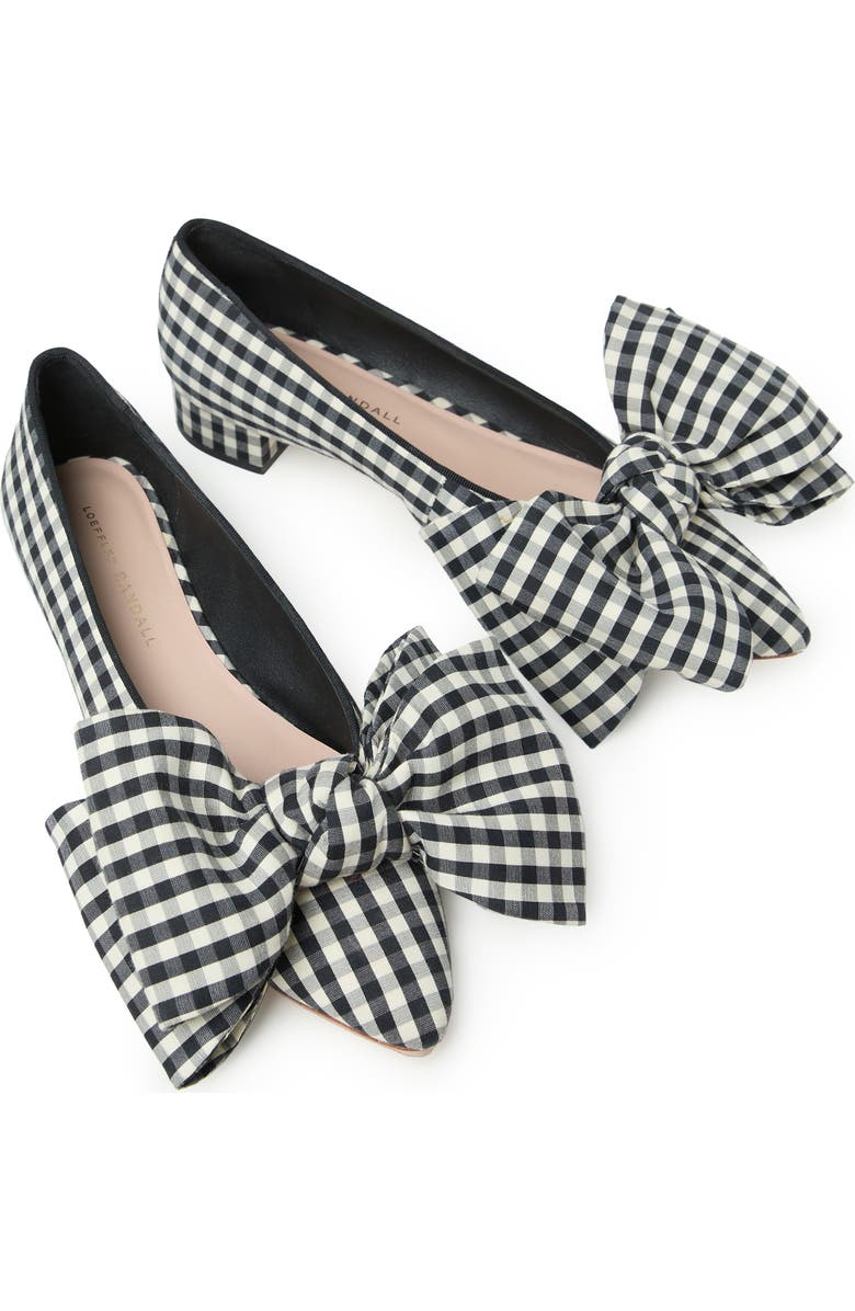 Loeffler Randall Noa Bow Flat, Alternate, color, Black/ White Gingham