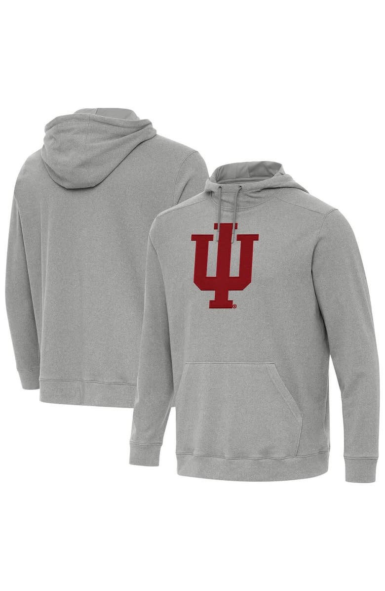 ANTIGUA Men's Antigua Heather Gray Indiana Hoosiers Cloud Pullover Hoodie, Alternate, color, Heather Gray