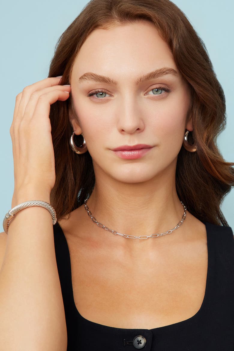 Sterling Silver Rhythm Link Choker, Alternate, color, Silver